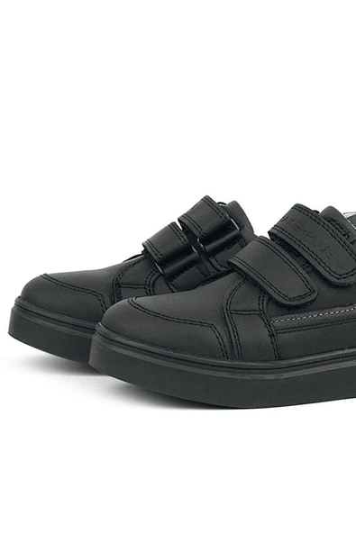 Rakerplus Siyah Hakiki Deri Cırtlı Erkek Çocuk Sneaker Ayakkabı - Resim 6