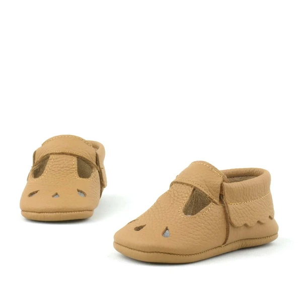 Bubbles Hakiki Deri Kahverengi Lastikli Bebek Patik - Resim 5