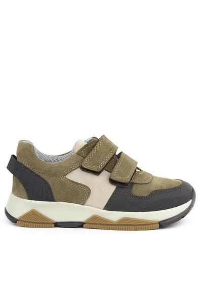 Rakerplus Hakiki Deri Vizon Kahve Çocuk Cırtlı Sneakers Spor Ayakkabı - Resim 3