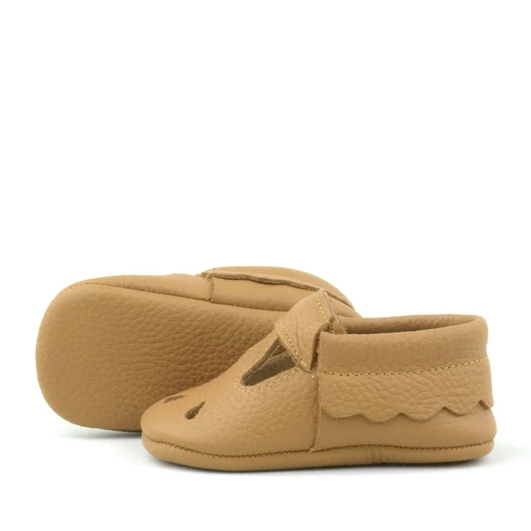 Bubbles Hakiki Deri Kahverengi Lastikli Bebek Patik - Resim 6