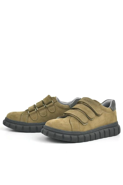 Rakerplus Hakiki Deri Kum Rengi Siyah Cırtlı Çocuk Günlük Spor Okul Ayakkabı - 4