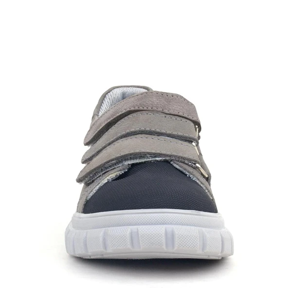 Rakerplus Hakiki Deri Siyah Gri Cırtlı Çocuk Günlük Spor Okul Ayakkabı - 4