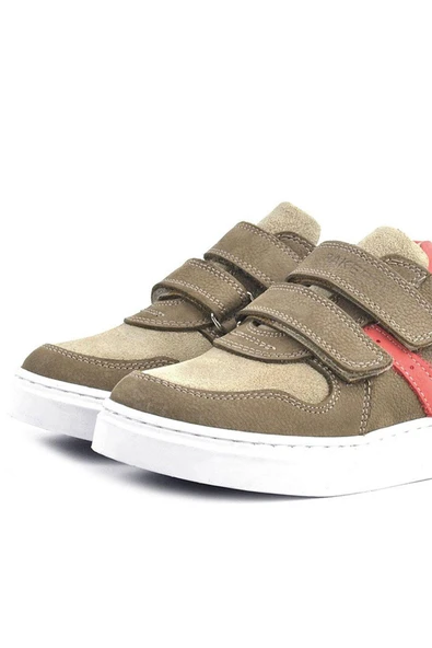 Rakerplus Hakiki Deri Kum Rengi Cırtlı Erkek Çocuk Sneaker - 6