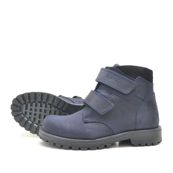 Rakerplus Sentor Hakiki Deri Lacivert Kürklü Cırtlı Çocuk Bot - Resim 4
