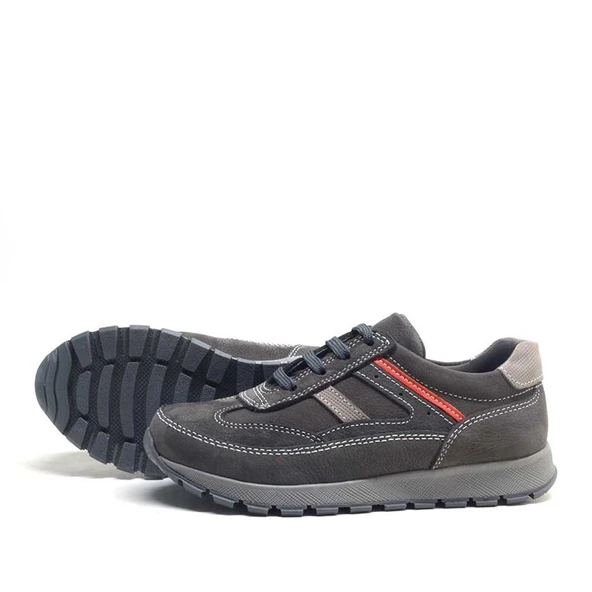 Rakerplus Hakiki Deri Gri Bağcıklı Erkek Çocuk Spor Okul Ayakkabı - 4