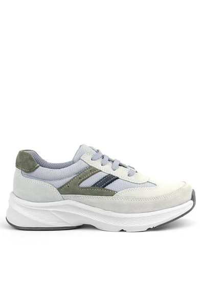 Rakerplus Hakiki Deri Anatomik Vizon Haki Bağcıklı Hafif Çocuk Spor Ayakkabı - Resim 3