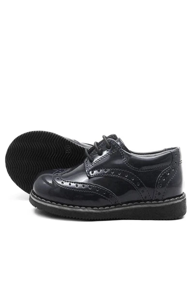 Rakerplus Hidra Siyah Rugan Lastik Bağcıklı Erkek Çocuk Klasik Ayakkabı - 5
