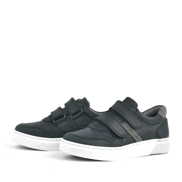 Rakerplus Hakiki Deri Siyah Cırtlı Erkek Çocuk Sneaker - 4