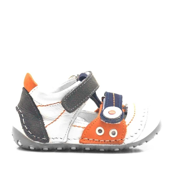 Nino Hakiki Deri Turuncu Cırtlı Yazlık İlk Adım Ayakkabı - 2