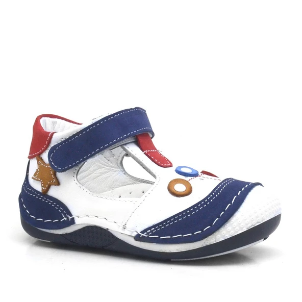 Lacivert Hakiki Deri Cırtlı Erkek Bebek Ayakkabı Patik ürün görseli