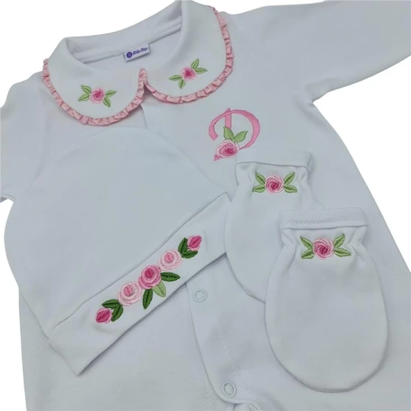 İsimli Hastane Çıkışı 3 Lü Set Rococo Laruel Desenli Pembe - 2