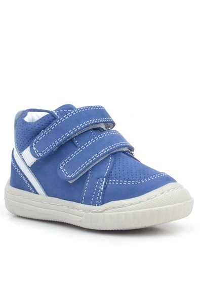 Rakerplus Raya Hakiki Deri Mavi Beyaz Cırtlı Bebek Bot ürün görseli