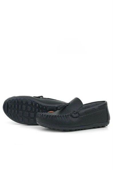 Rakerplus Siyah Cilt Erkek Çocuk Mokasen Ayakkabı - Resim 6