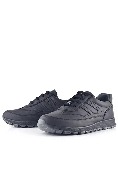 Rakerplus Hakiki Deri Siyah Bağcıklı Spor Günlük Ayakkabı - Resim 6