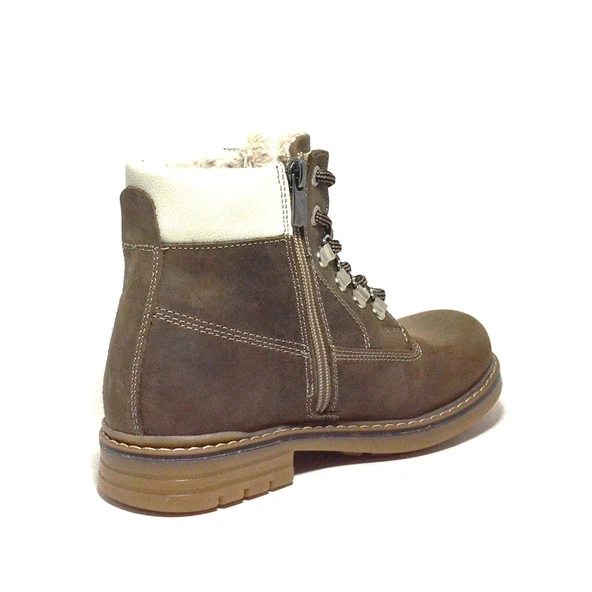 Rakerplus Hakiki Deri Kum Rengi Fermuarlı Kışlık Çocuk Bot - Resim 3
