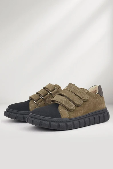 Rakerplus Hakiki Deri Kum Rengi Cırtlı Çocuk Günlük Spor Okul Ayakkabı ürün görseli