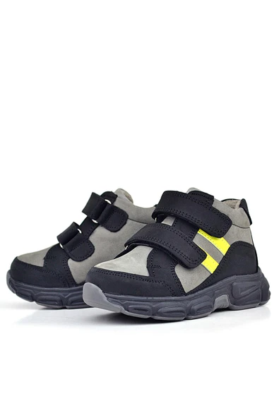 Rakerplus Hakiki Deri Gri Siyah Bebek Spor Bot Ayakkabı - 4