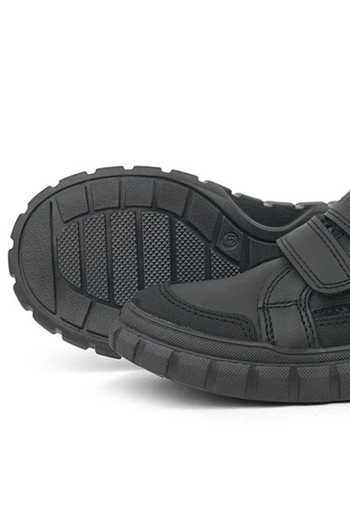 Rakerplus Hakiki Deri Siyah Cırtlı Günlük Spor Çocuk Okul Ayakkabı - 7