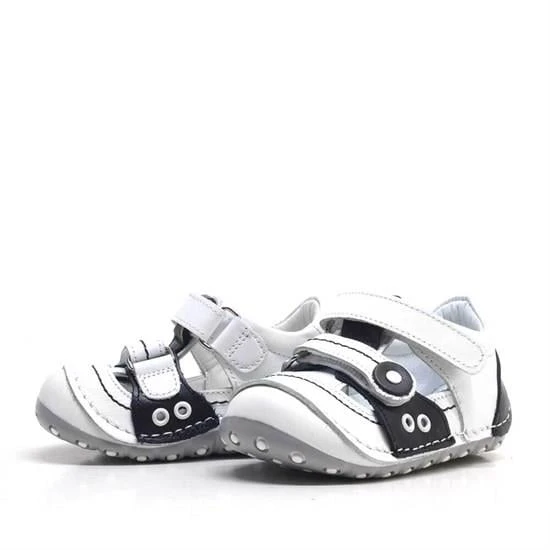 Nino Hakiki Deri Siyah Beyaz Bebek Taraftar İlk Adım Ayakkabı - Resim 7