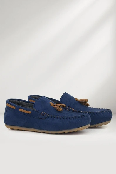 Rakerplus Lacivert Taba Süet Erkek Klasik Mokasen Ayakkabı ürün görseli