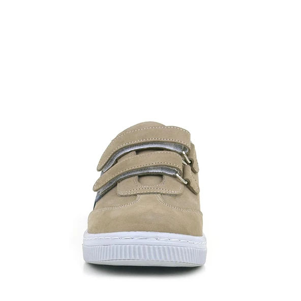 Rakerplus Hakiki Deri Kum Gri Cırtlı Çocuk Spor Ayakkabı - Resim 2