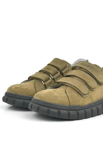 Rakerplus Hakiki Deri Kum Rengi Siyah Cırtlı Çocuk Günlük Spor Okul Ayakkabı - 8