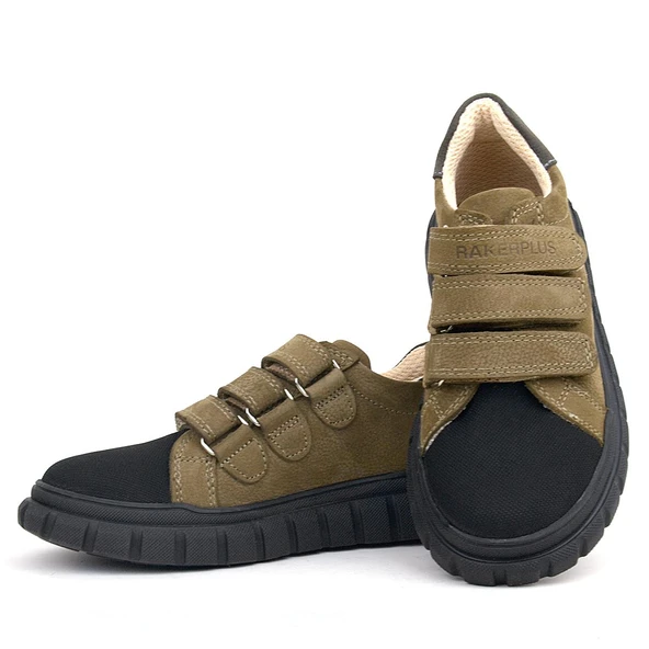 Rakerplus Hakiki Deri Kum Rengi Cırtlı Çocuk Günlük Spor Okul Ayakkabı - Resim 8