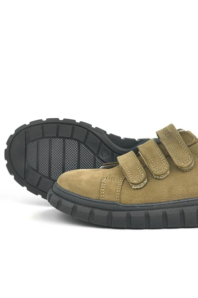 Rakerplus Hakiki Deri Kum Rengi Siyah Cırtlı Çocuk Günlük Spor Okul Ayakkabı - 7