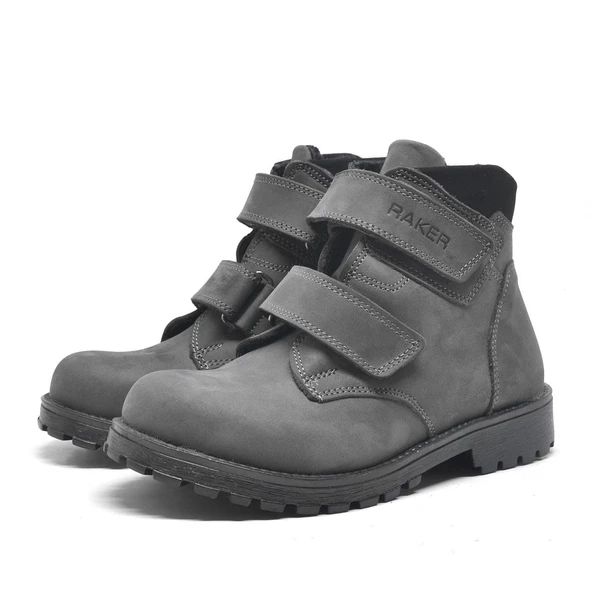 Rakerplus Sentor Hakiki Deri Gri Kürklü Cırtlı Çocuk Bot - Resim 3