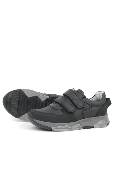 Rakerplus Hakiki Deri Siyah Çocuk Spor Okul Ayakkabı - 5