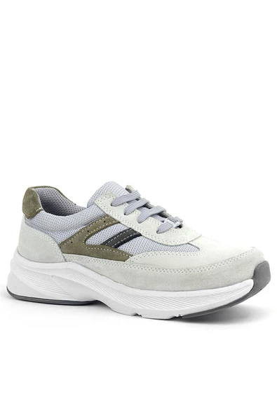 Rakerplus Hakiki Deri Anatomik Vizon Haki Bağcıklı Hafif Çocuk Spor Ayakkabı - Resim 2