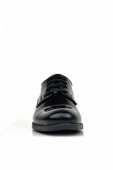 Rakerplus Hakiki Deri Siyah Rugan Bağcıklı Oxford Çocuk Okul Ayakkabısı - 3