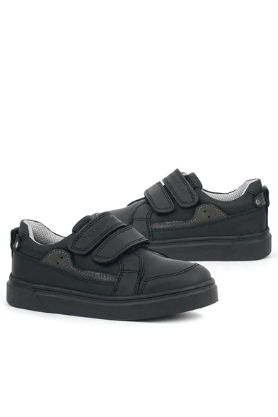 Rakerplus Siyah Hakiki Deri Cırtlı Erkek Çocuk Sneaker Ayakkabı - Resim 7