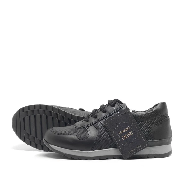 Rakerplus Hakiki Deri Siyah Fermuarlı Erkek Çocuk Spor Okul Ayakkabı - 4