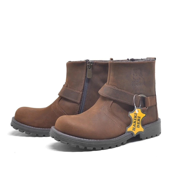 Rakerplus Chiron Hakiki Deri Tarçın Rengi Fermuarlı Çocuk Çizme - 3