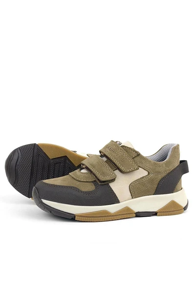 Rakerplus Hakiki Deri Vizon Kahve Çocuk Cırtlı Sneakers Spor Ayakkabı - Resim 6