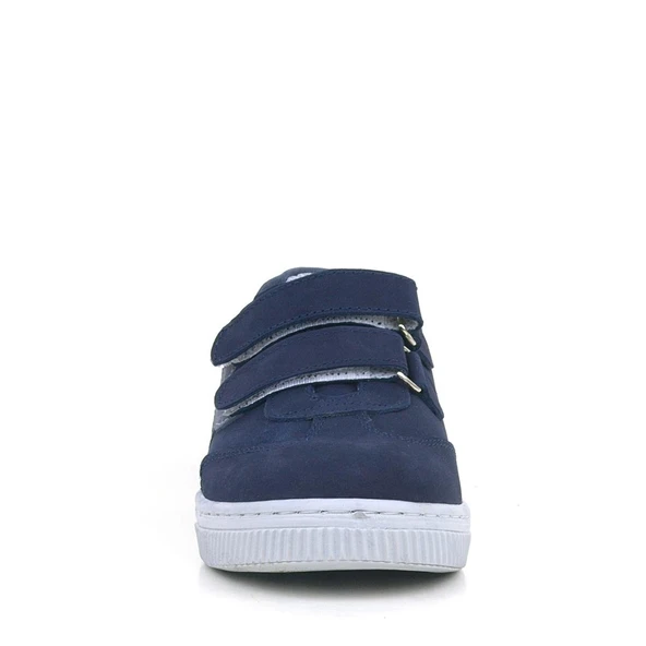 Rakerplus Hakiki Deri Lacivert Gri Cırtlı Çocuk Spor Ayakkabı - 3