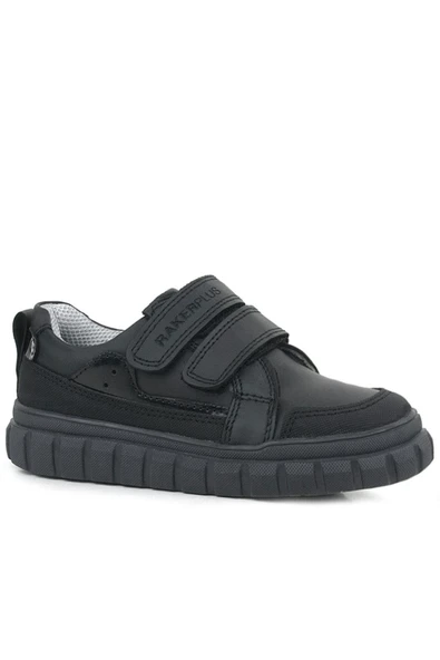 Rakerplus Hakiki Deri Siyah Cırtlı Günlük Spor Çocuk Okul Ayakkabı