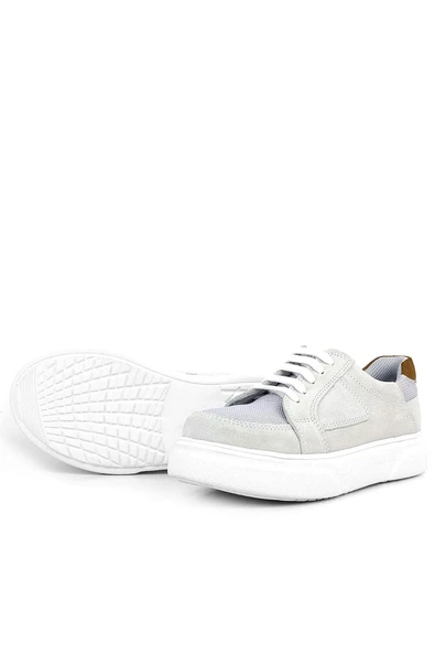 Rakerplus Hakiki Deri Gri Bağcıklı Çocuk Günlük Okul Ayakkabı - 5