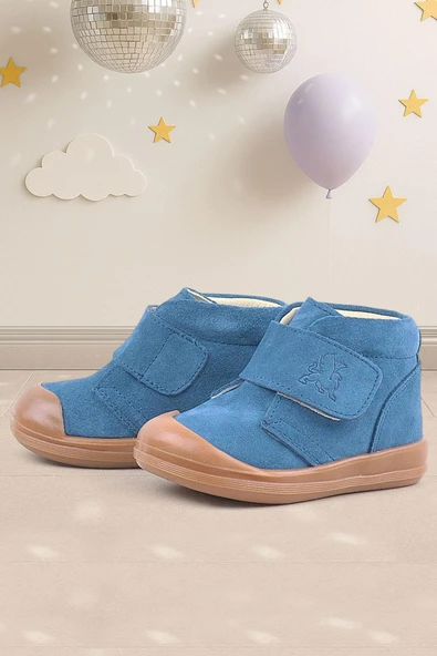 Rakerplus Yoohoo Hakiki Deri Mavi Cırtlı Unisex Bebek Bot ürün görseli