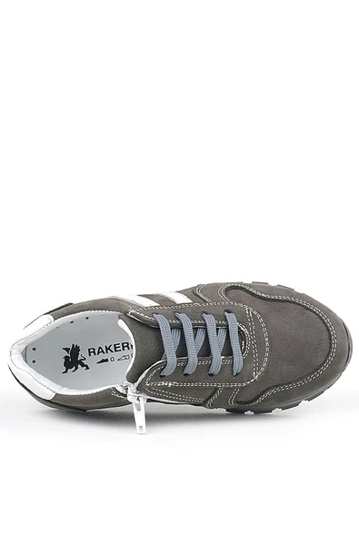 Rakerplus Deri Gri Fermuarlı Spor Ayakkabı Sneaker - 3