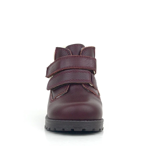 Rakerplus Neson Hakiki Deri Bordo Kürklü Cırtlı Bebek Bot - 3