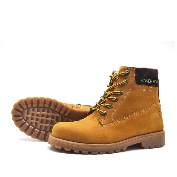 Rakerplus Neson Hakiki Deri Rahat Sarı Fermuarlı Unisex Çocuk Bot - Resim 5