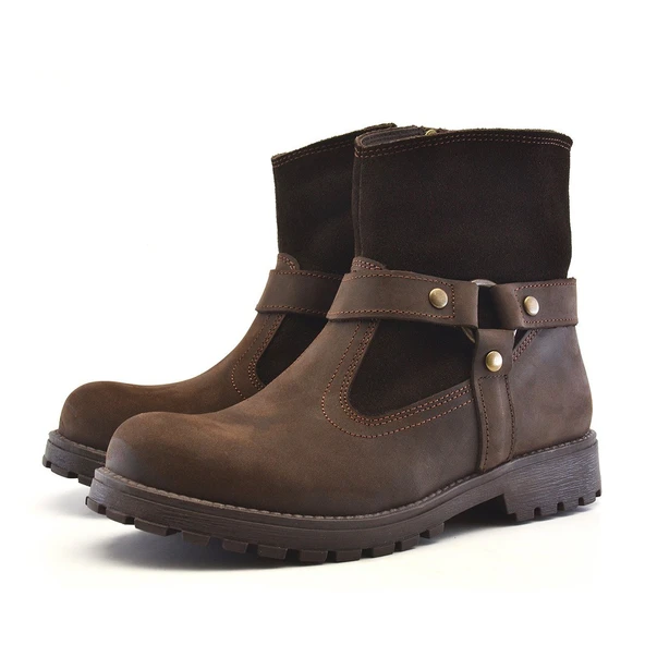 Rakerplus Garuda Hakiki Deri Kahve Fermuarlı Çocuk Bot - Resim 4