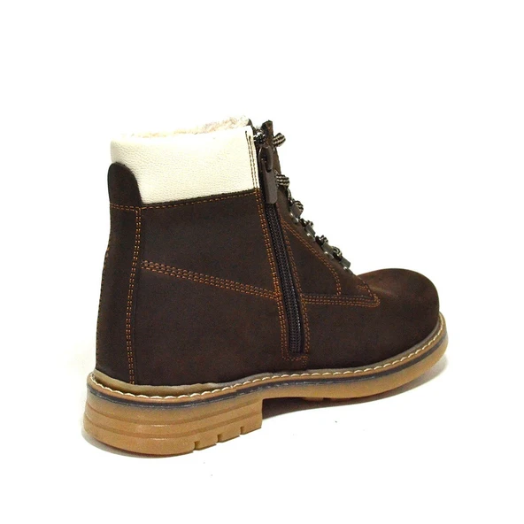 Rakerplus Hakiki Deri Kahverengi Fermuarlı Kışlık Çocuk Bot - 3