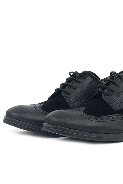 Rakerplus Titan Siyah Mat Bağcıklı Klasik Erkek Genç Ayakkabı - Resim 7