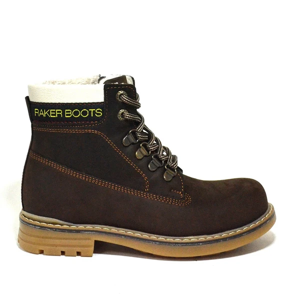 Rakerplus Hakiki Deri Kahverengi Fermuarlı Kışlık Çocuk Bot - 2