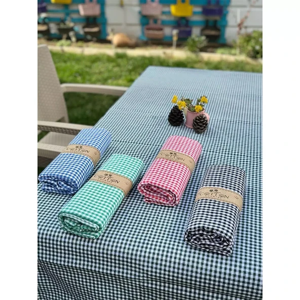 Yer Sofrası Sofra Bezi Piknik İçin Masa Örtüsü Zefir Kare Desenli - 2