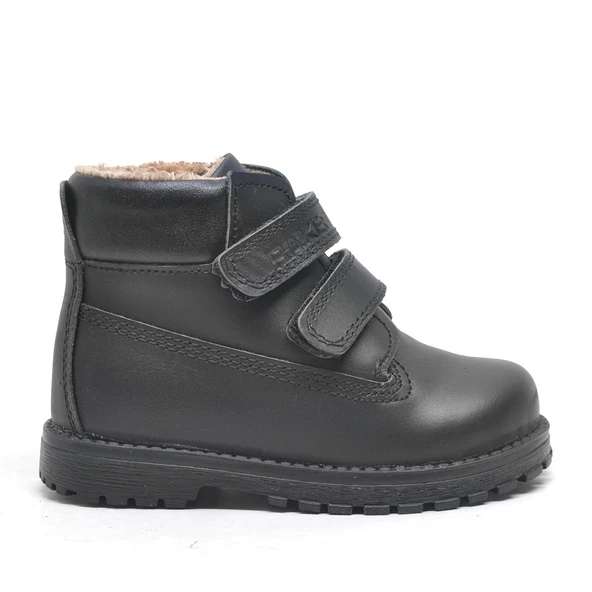 Rakerplus Neson Hakiki Deri Siyah Kürklü Cırtlı Unisex Bebek Bot - 2