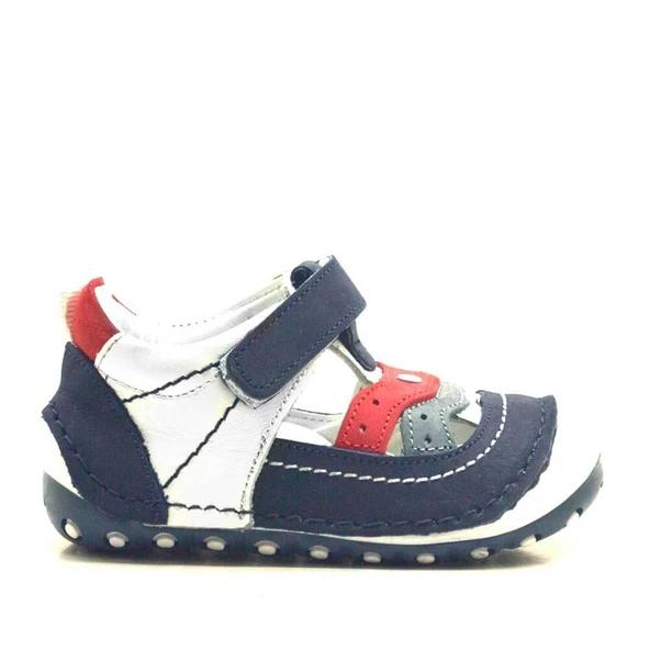 Hakiki Deri Lacivert Cırtlı Erkek Bebek İlk Adım Ayakkabı - 2